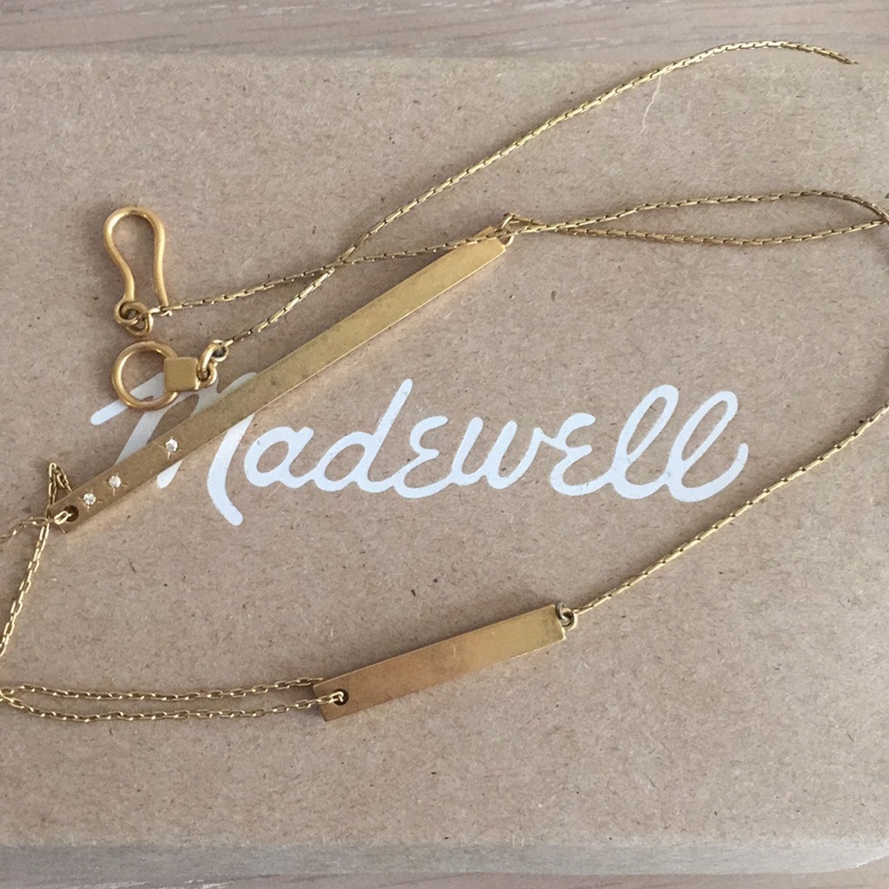Madewell Crystal Bar Pendant- Gold Plated Brass